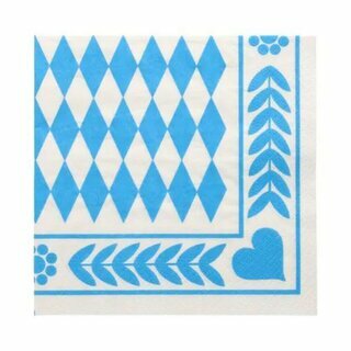 Papstar Servietten, 3-lagig, 1/4-Falz, 33 x 33 cm, Bayrisch Blau, 20 St�ck