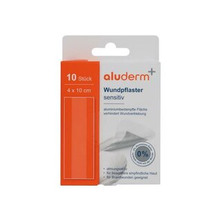 Aluderm Wundpflaster sensitiv 1008313, 4 x 10 cm, 10 St�ck