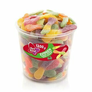 Red Band Super Saure Zungen, vegan, Klarsichtdose mit 100...