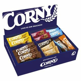 Corny Bestseller Thekendisplay, 64 M�sliriegel in 8 Sorten, einzeln verpackt