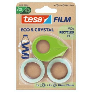 tesafilm Eco & Crystal Mini Abroller gr�n 59038-00000-00 + 2 Rollen 10m:19mm