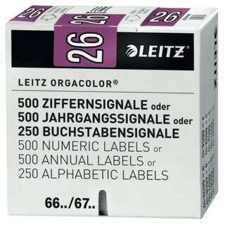 Leitz 6756 Orgacolor Jahressignale 2026, violett, 500 St�ck