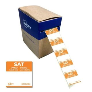 Avery Zweckform Tages-Etiketten, Samstag, 25x25mm, orange/wei�, 1000 St�ck