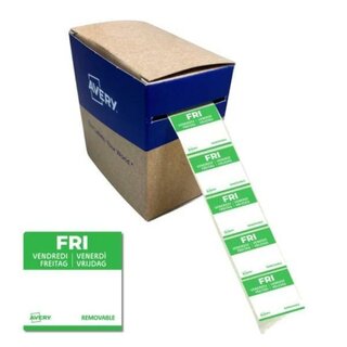 Avery Zweckform Tages-Etiketten, Freitag, 25x25mm, gr�n/wei�, 1000 St�ck