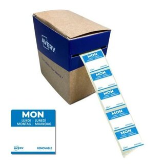 Avery Zweckform Tages-Etiketten, Montag, 25x25mm, blau/wei�, 1000 St�ck