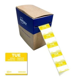 Avery Zweckform Tages-Etiketten, Dienstag, 25x25mm, gelb/wei�, 1000 St�ck