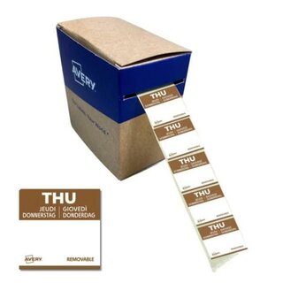 Avery Zweckform Tages-Etiketten, Donnerstag, 25x25mm, braun/wei�, 1000 St�ck