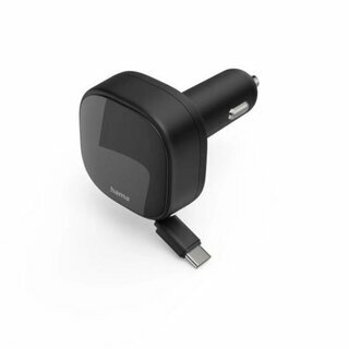 Hama Auto-Schnellladeger�t, 2x USB-C, ausziehbares Ladekabel, PD, 30 W, schwarz