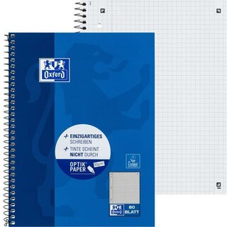 Oxford Collegeblock 8028, A5, kariert, 90g, 6fach gelocht, 80 Blatt