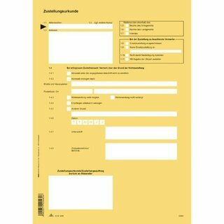 RNK Zustellurkunde 2046, amtliches Formular f�r f. Zustellung, A4, 100 Blatt