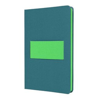 SIGEL LS204 Notizbuch Linescape, ca. A5, kariert, Hardcover, mittelblau/neongr�n