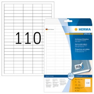 Etiketten Herma 4210, Movables, 38,1 x 12,7mm (LxB), abl�sbar, wei�, 2750 St�ck