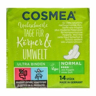 Cosmea Bio Ultra Binden mit Fl�geln Duft, 14 St�ck