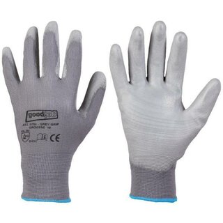 goodjob Grey Grip PU-Handschuhe, Gr��e 6, grau, 1 Paar