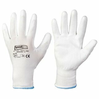 goodjob White Grip PU-Handschuhe, Gr��e 6, wei�, 1 Paar