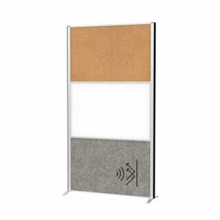 MAUL Stellwandsystem MAULconnecto 1Akustik dunk. 1WB 1Kork Stand, silber