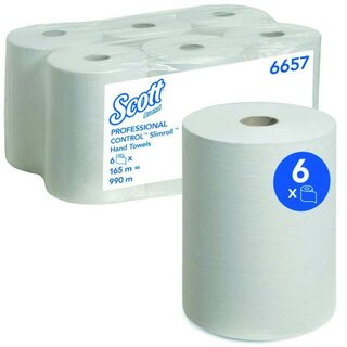 Handtuchrolle Scott 6657 Slimroll 20cmx165m, wei�, 6 Rollen