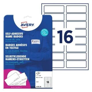 Namensetiketten Avery Zweckform L4783-20 88,9x31mm wei� 20 Bogen/320 St�ck