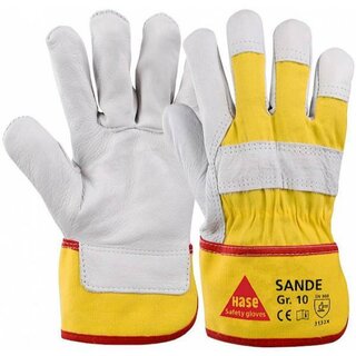 Hase Lederhandschuhe Sande 292002, Gr��e: 7, natur/gelb, 1 Paar