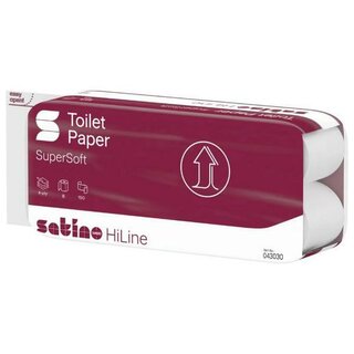 Satino HiLine Toilettenpapier, 4-lagig, wei�, 8 Rollen