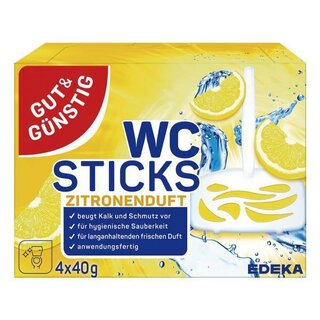 Gut&G�nstig WC Duftstick, mit Zitronenduft, 4x40g