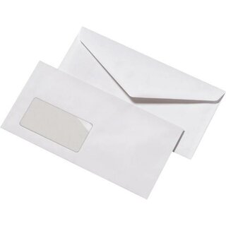 Mailmedia 30005353 Briefumschlag, DINlang, mit Fenster, gumm., wei�, 1000 St�ck