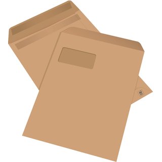 Versandtasche, m.Fe., sk, C4, 229x324mm, 100g/m², hf, braun