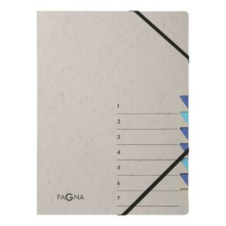 Ordnungsmappe Pagna 44307, 7 F�cher, A4, mit Gummizug, grau/blau