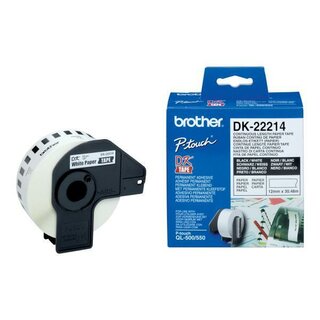 Brother Etiketten DK-22214, 30,48m x 12mm, f�r Brother QL, wei�
