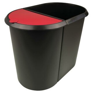 Helit H6103992 System Papierkorb the double, schwarz/rot
