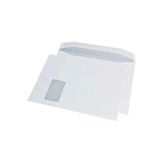 Kuvertierumschl�ge, C4, 229 x 324 mm, mit Fenster, nassklebend, wei�, 500 St�ck