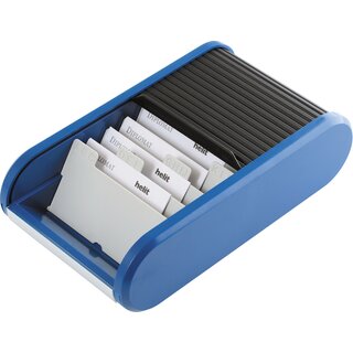 Visitenkartenbox Helit H62180, fr 300 Karten, 8-teiliges Register, schwarz/blau