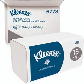 Falthandtcher Kleenex 6778, Ultra, V-Falz, Interfold, 2-lagig, wei, 1860 Stck