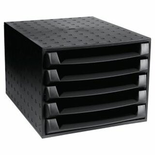 Schubladenbox THE BOX, mit 5 offenen Schubladen, A4, schwarz