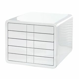Schubladenbox iBox, PS, m.5 geschl.Schubladen, C4, weiß, hochgl.