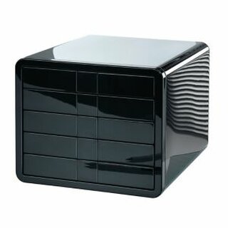 Schubladenbox iBox, PS, m.5 geschl.Schubladen, C4, schwarz, hochgl.
