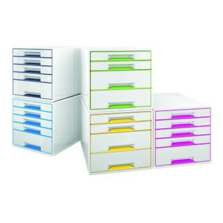 Schubladenbox Leitz 5213 WOW, 4 Schubladen, weiß/lichtgrau