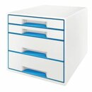 Schubladenbox Leitz 5213 WOW, 4 Schubladen, weiß/blau