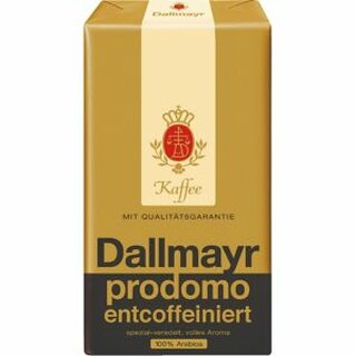 Kaffee Dallmayr Prodomo FSE55002091, entkoffeiniert, gemahlen, 500g