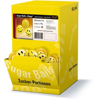 Zucker, Balls Happy, gemahlen, wei, Spenderbox, 400 Beutel  3,6 g