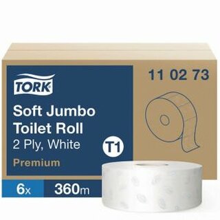 Toilettenpapier Tork 110273 Premium Jumbo, 2-lagig, 1800 Blatt, wei, 6 Stck
