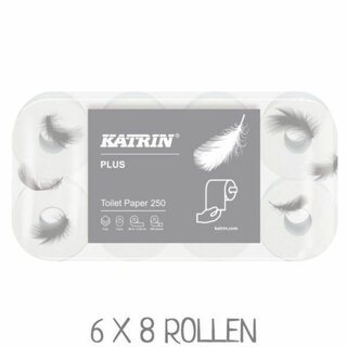 Toilettenpapier Katrin 104872, 3-lagig, 250 Blatt, weiß,...