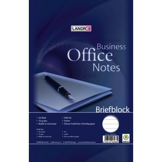 Briefblock Office, liniert 9 mm, A4, 70g/m, hf, 50 Blatt