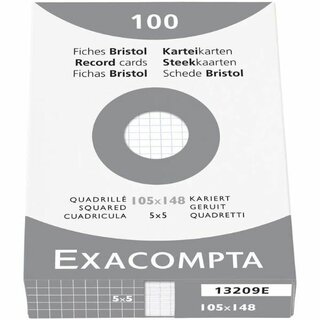 Karteikarten Exacompta A6 kariert, weiß 100 Stück