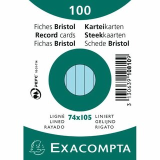 Karteikarten von Exacompta K7 A7 blau liniert, 100 Stck