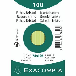 Exacompta Karteikarte A7 Grün Liniert 100 Stück