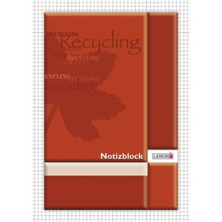 Notizblock Landre 367405008, A4, kariert, Recycling, mit Deckblatt, 50 Blatt