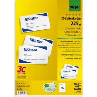 Visitenkarte 3C, Edelkarton, 85 x 55 mm, hochweiß,...