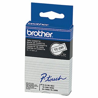 Schriftband Brother TC291, Breite: 9mm, laminiert, schwarz auf wei�