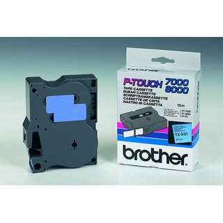 Schriftband Brother TX551, Breite: 24mm, laminiert, schwarz auf blau
